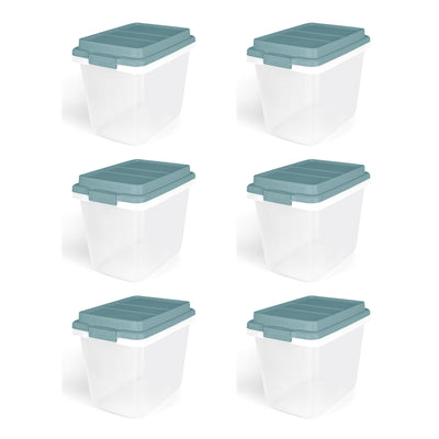 Hefty 6 Pack 32 Quart Lift Off Stackable Plastic Storage Bin and Lid, Clear/Gray
