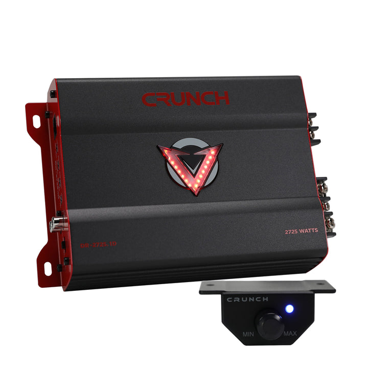 Crunch 2725W Mono block Subwoofer Car Audio Amp, Adjustable Crossover, Bass Knob