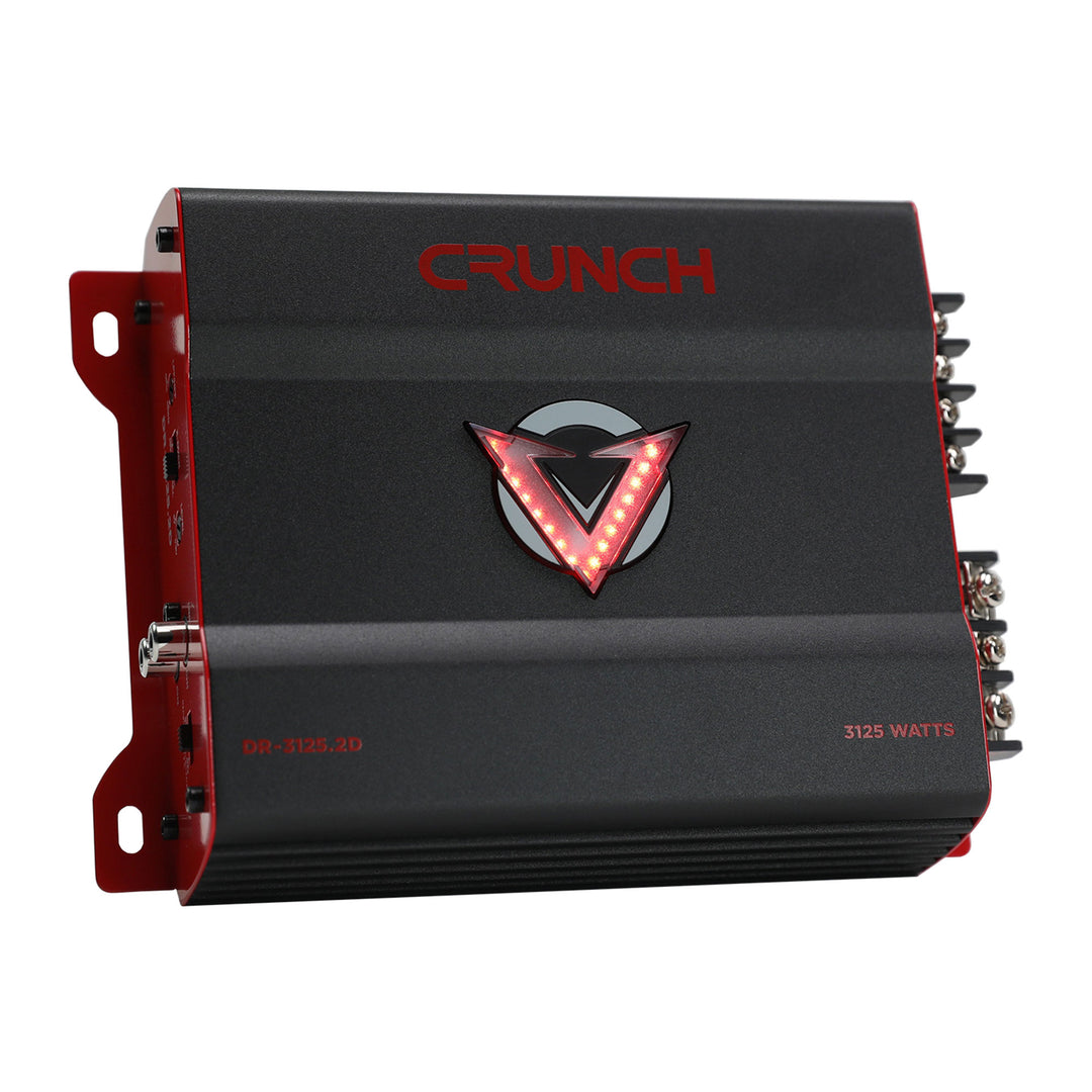 Crunch 3125W 2 Channel Subwoofer Car Audio Amp, Adjustable Crossovers, Bass Knob