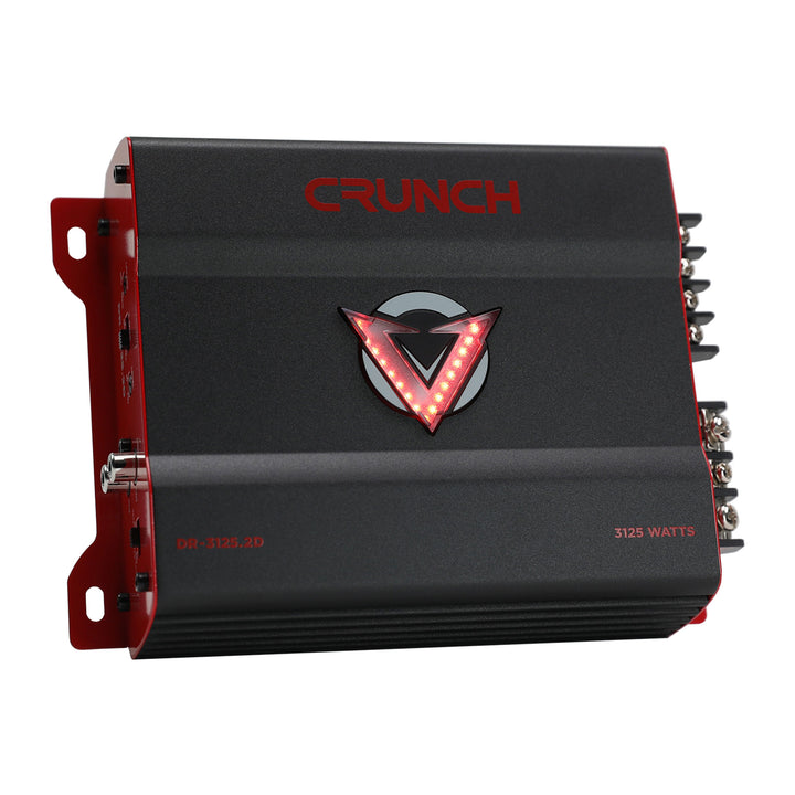 Crunch 3125W 2 Channel Subwoofer Car Audio Amp, Adjustable Crossovers, Bass Knob