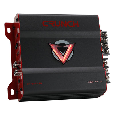 Crunch 2525W 4 Channel Subwoofer Car Audio Amp, Adjustable Crossovers, Bass Knob - VMInnovations