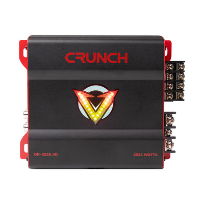Crunch 2525W 4 Channel Subwoofer Car Audio Amp, Adjustable Crossovers, Bass Knob - VMInnovations