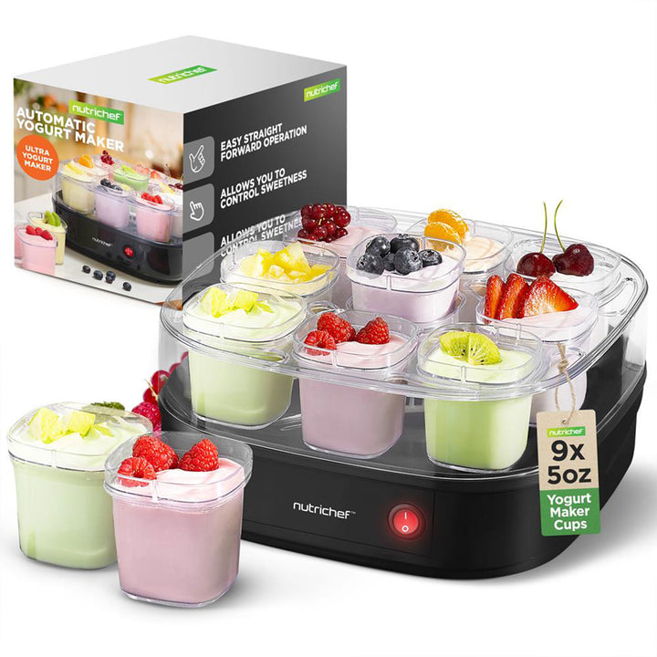 NutriChef Temperature Control Greek Yogurt Maker Machine 45 Ounces,Blk(Open Box)