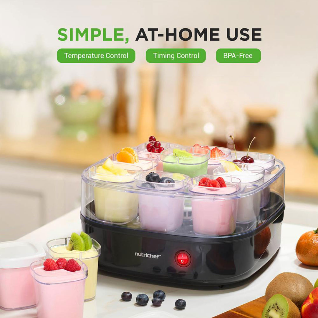 NutriChef Temperature Control Greek Yogurt Maker Machine 45 Ounces,Blk(Open Box)