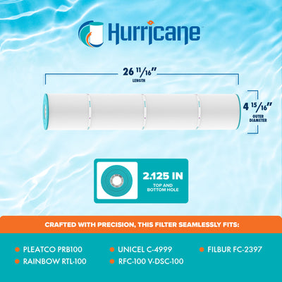 Hurricane Replacement Spa Filter Cartridge for Pleatco, Unicel, Filbur, Rainbow