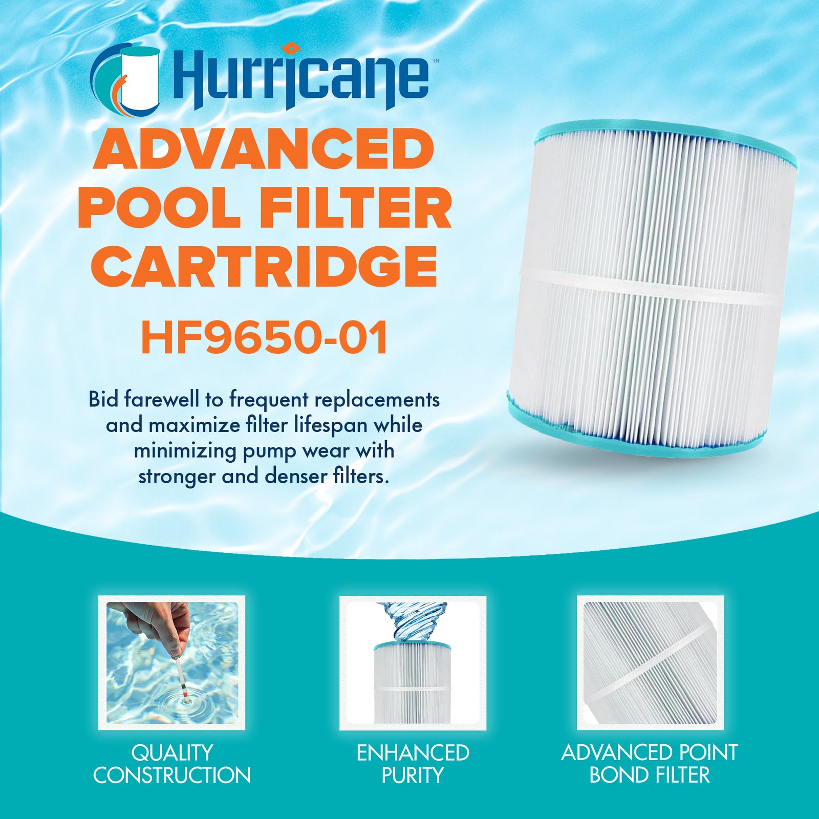 Hurricane Filters HF9650-01 Pool & Spa Filter Cartridge Replacement (Open Box) - VMInnovations