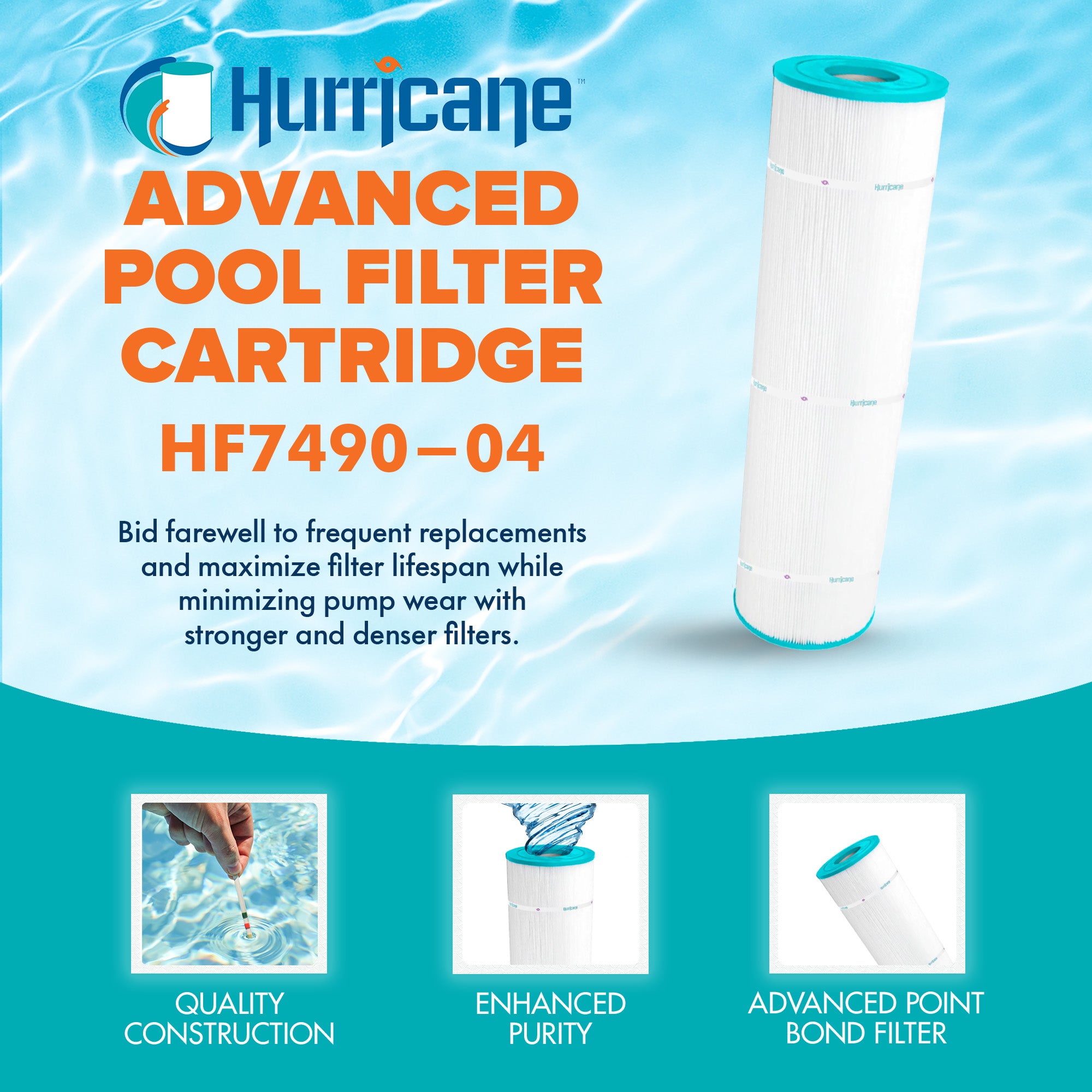 Hurricane Filters HF7490 Pool Filter Cartridge for Pleatco, Unicel,Filbur 4 Pack