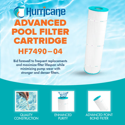 Hurricane Filters HF7490 Pool Filter Cartridge for Pleatco, Unicel,Filbur 4 Pack