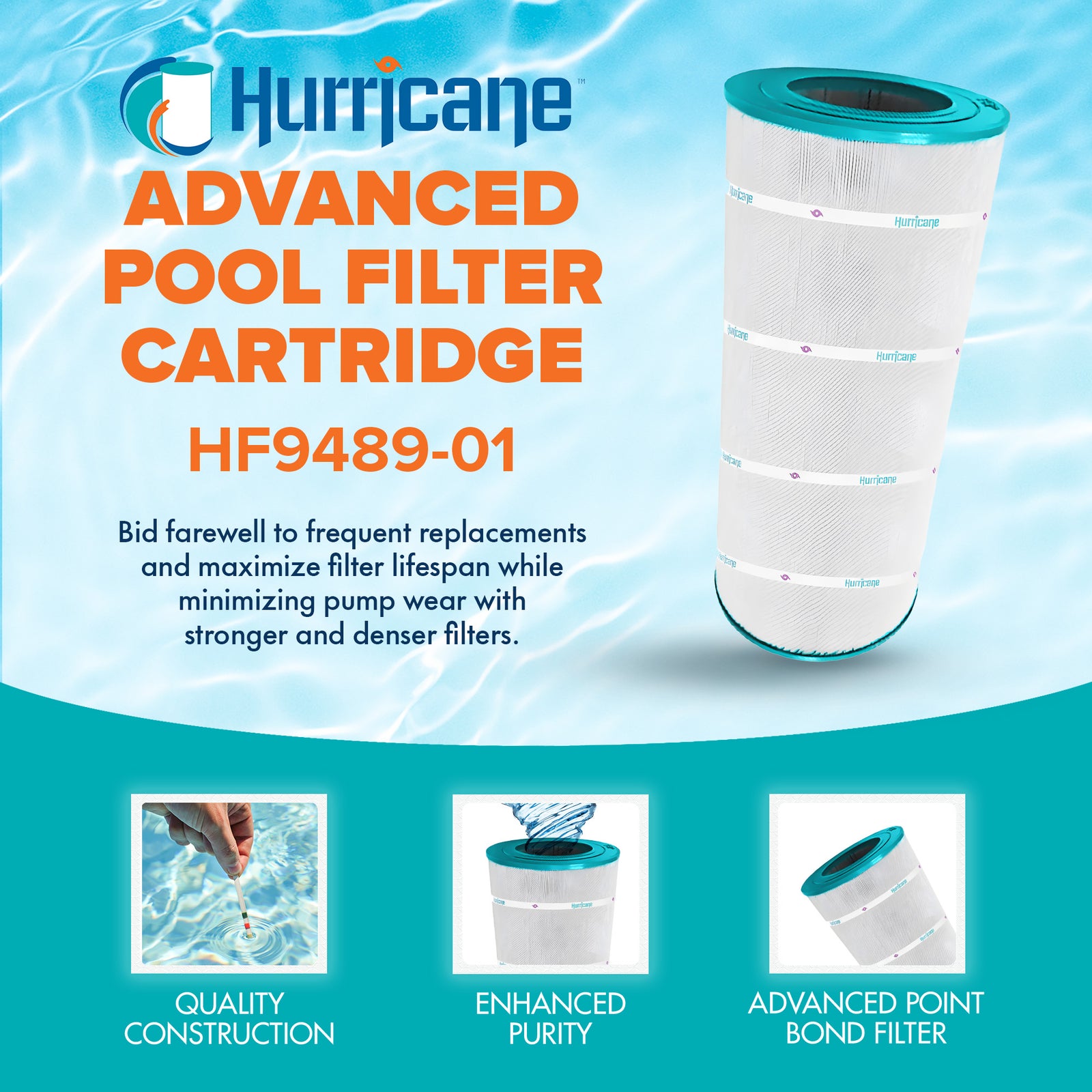 Hurricane Filters HF9489-01 Pool and Spa Cartridge Filter Replacement (Open Box) - VMInnovations