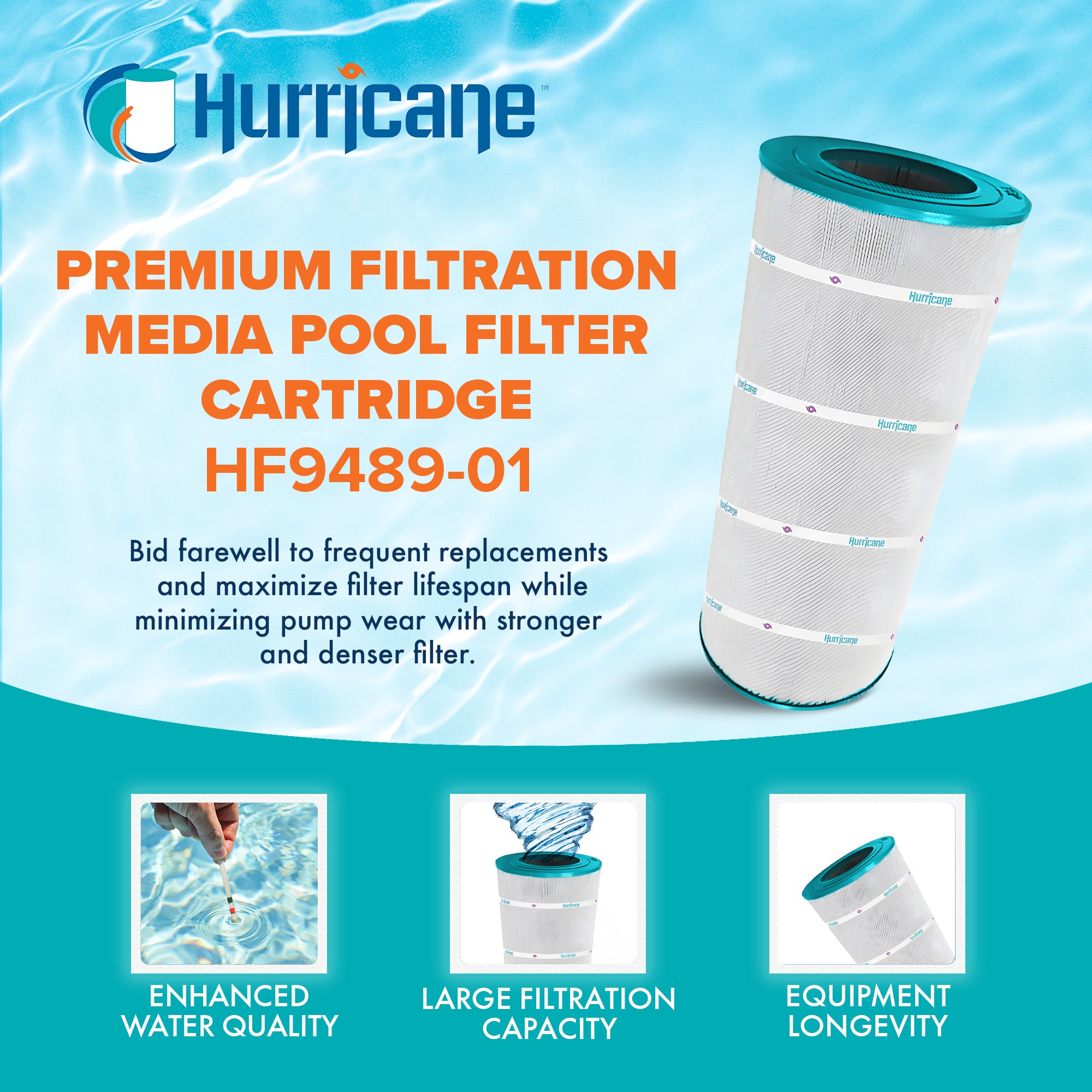 Hurricane Filters HF9489-01 Pool and Spa Cartridge Filter Replacement (Open Box) - VMInnovations
