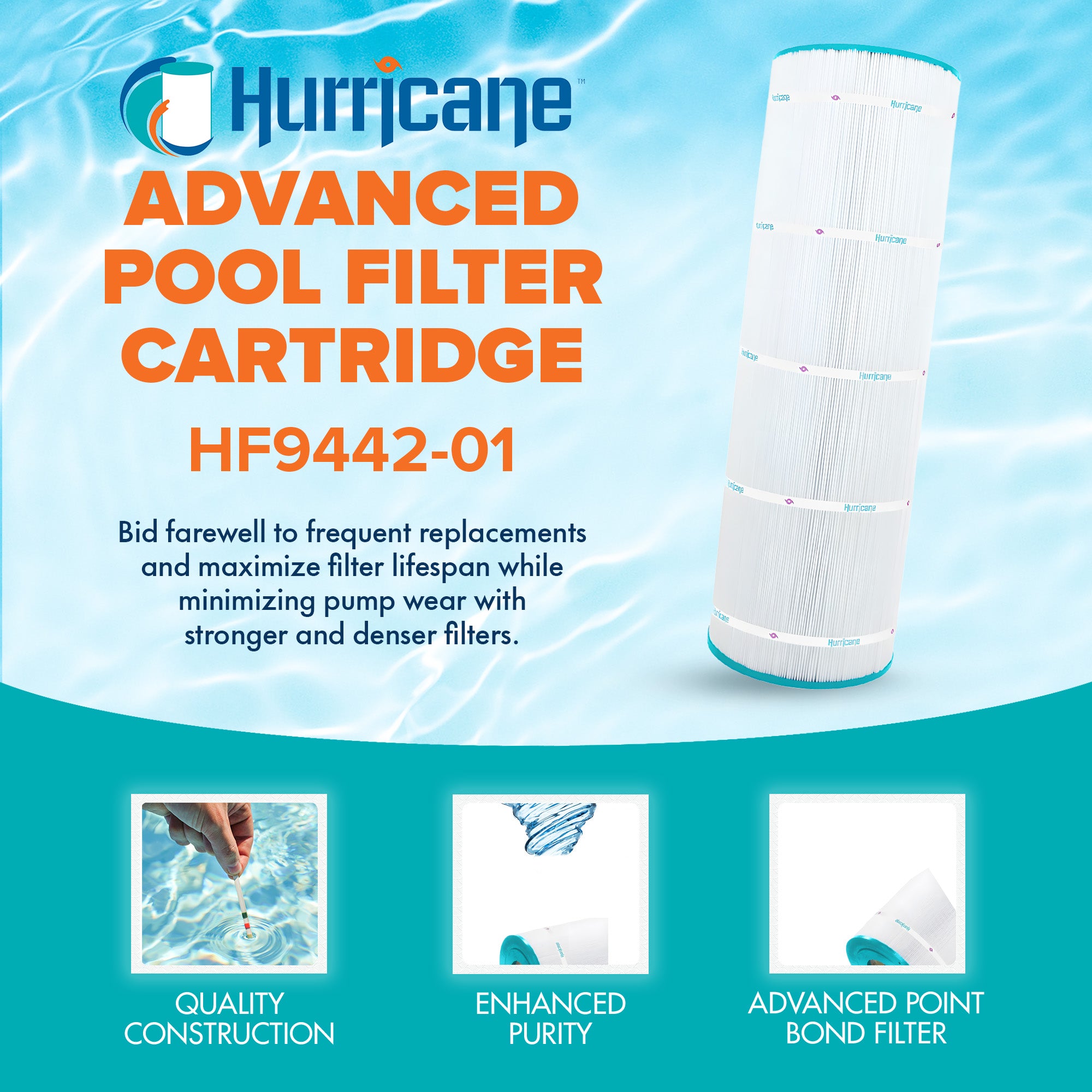 Hurricane Filters HF9442-01 Advanced Pool and Spa Cartridge Filter (Open Box)