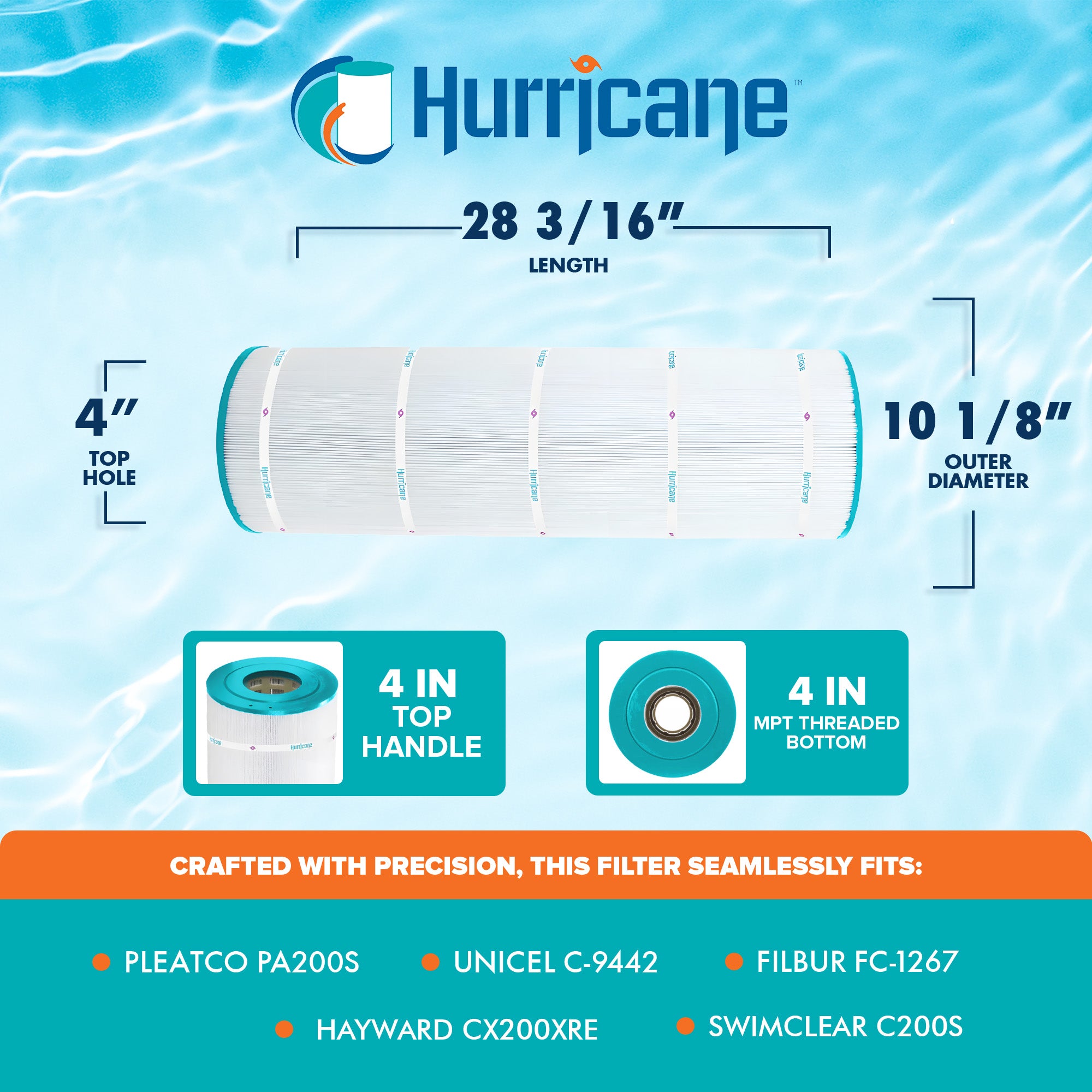 Hurricane Filters HF9442-01 Advanced Pool and Spa Cartridge Filter (Open Box)