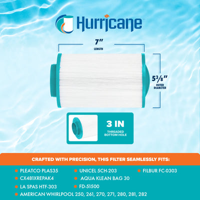 Hurricane Advanced Spa Filter Cartridge for Pleatco, Unicel, Filbur, LA Spas - VMInnovations