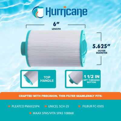 Hurricane Spa Filter Cartridge for Pleatco, Unicel, MAAX/Vita Spas (Open Box) - VMInnovations
