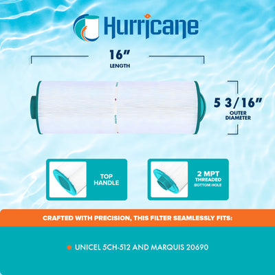Hurricane Advanced Spa Filter Cartridge for Unicel 5CH-512 and Marquis 20690 - VMInnovations
