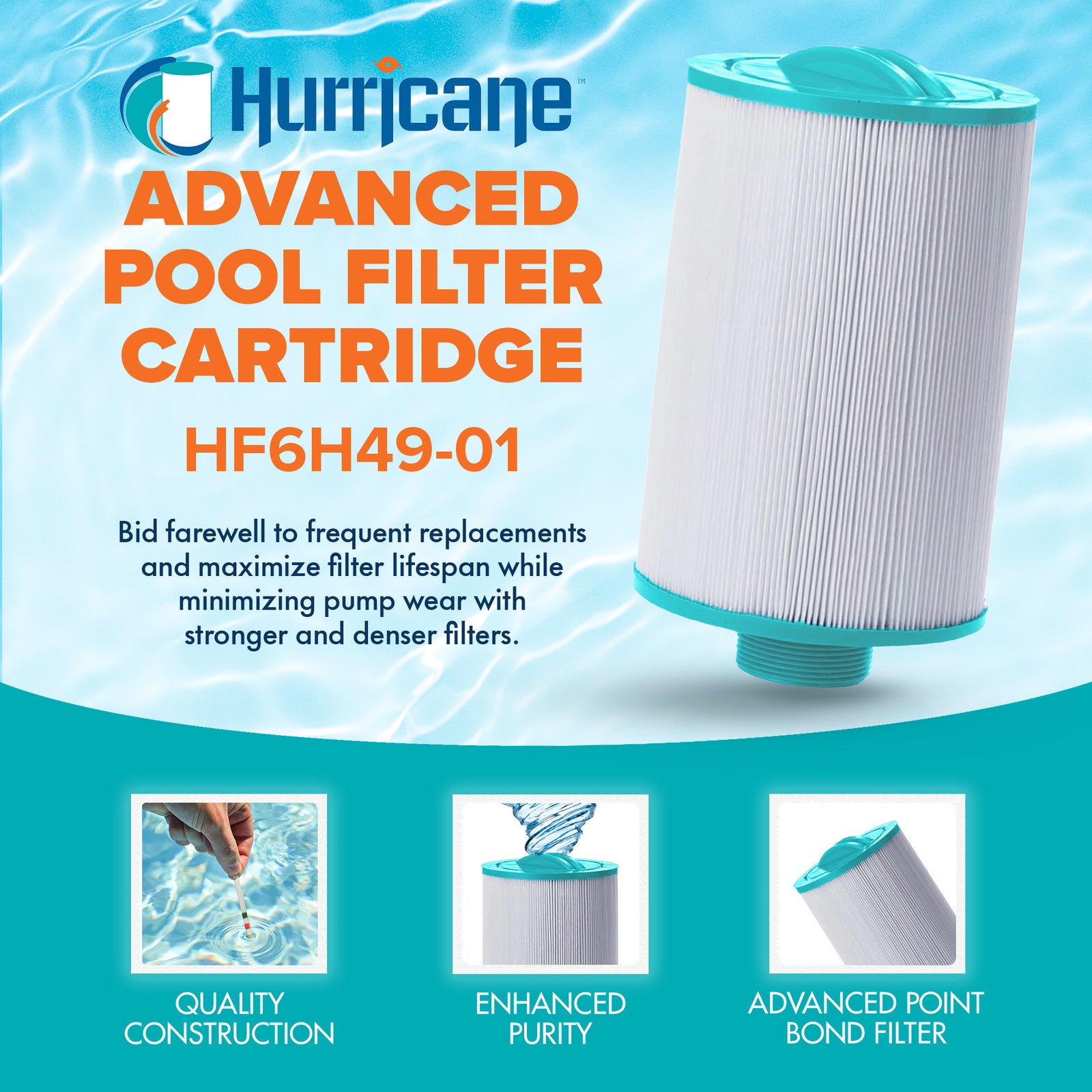 Hurricane Advanced Spa Filter Cartridge for Pleatco, Unicel, Filber, Sunrise Spa - VMInnovations