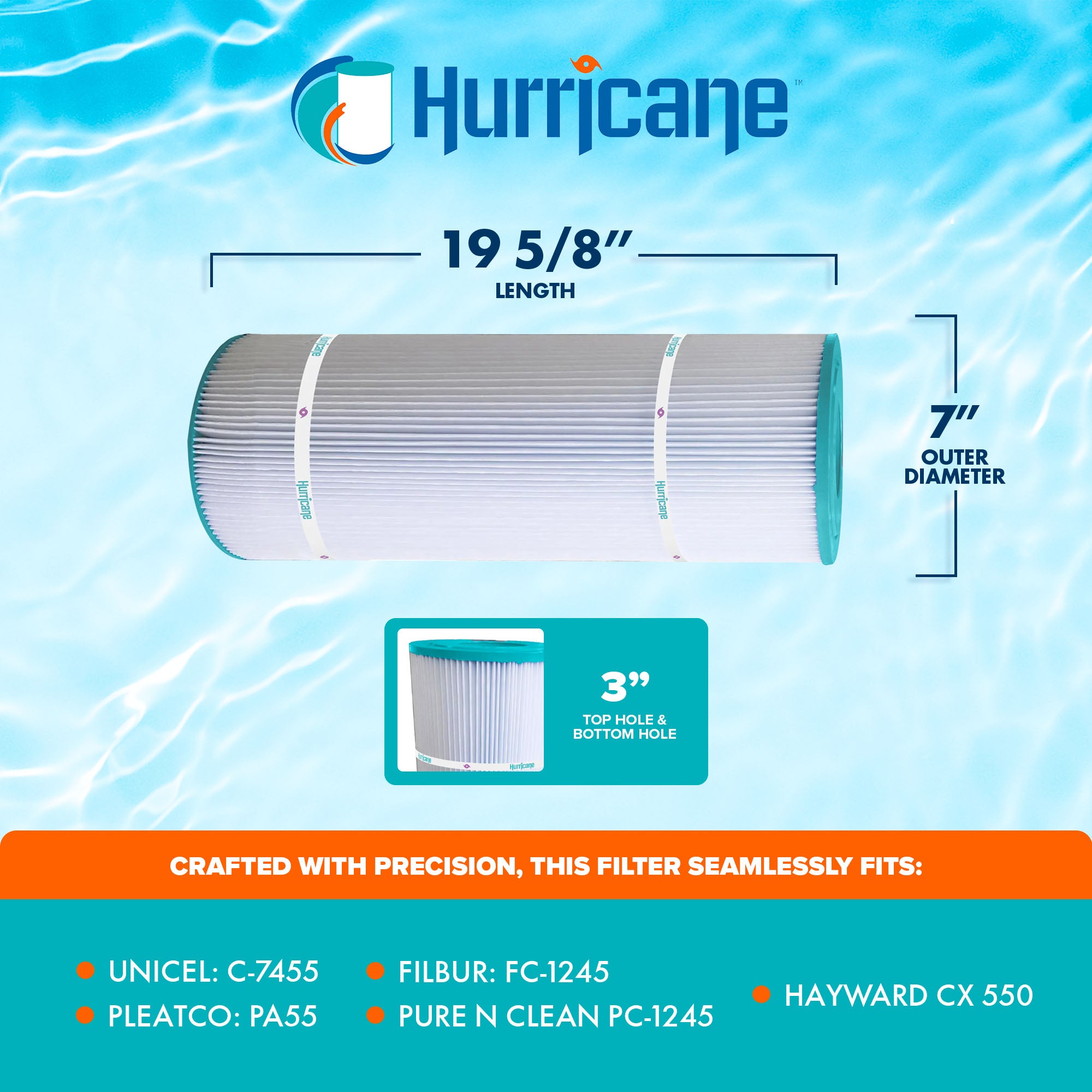 Hurricane Filters HF7455-01 Pool Filter Cartridge for Pleatco, Unicel, Filbur - VMInnovations