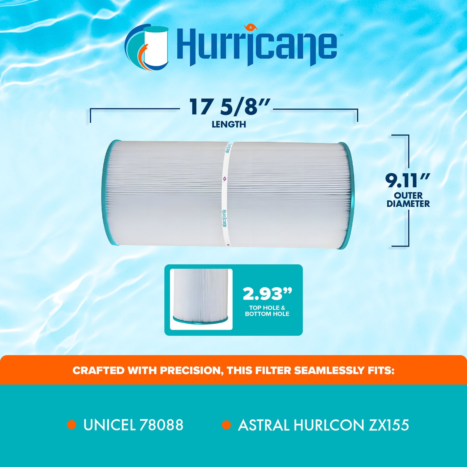 Hurricane Replacement Spa Filter Cartridge for Unicel and Astral Hurlcon ZX155 - VMInnovations