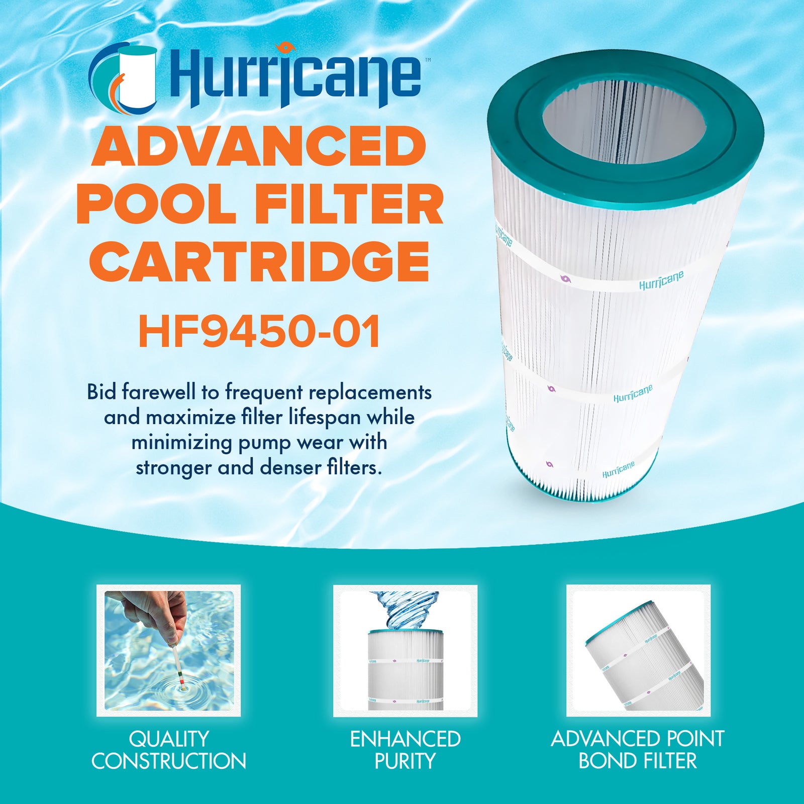 Hurricane Filters HF9450-01 Advanced Pool and Spa Cartridge Filter Replacement - VMInnovations