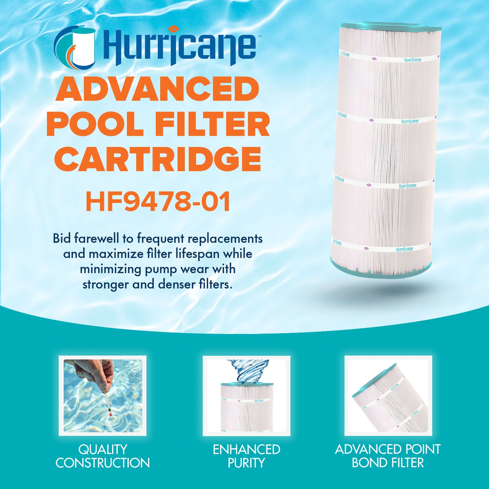 Hurricane Filters Advanced Pool and Spa Cartridge Filter Replacement (Open Box) - VMInnovations