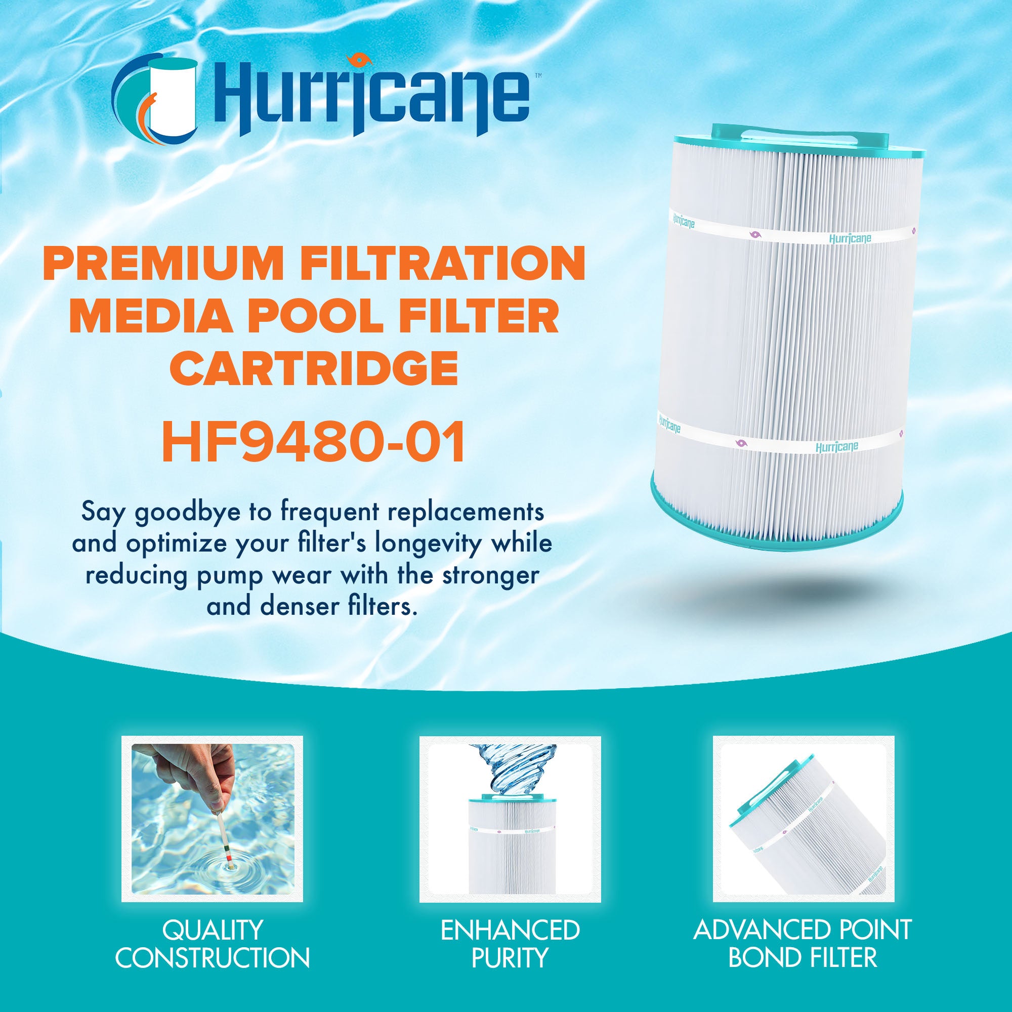 Hurricane Filters HF9480-01 Advanced Pool and Spa Cartridge Filter Replacement - VMInnovations