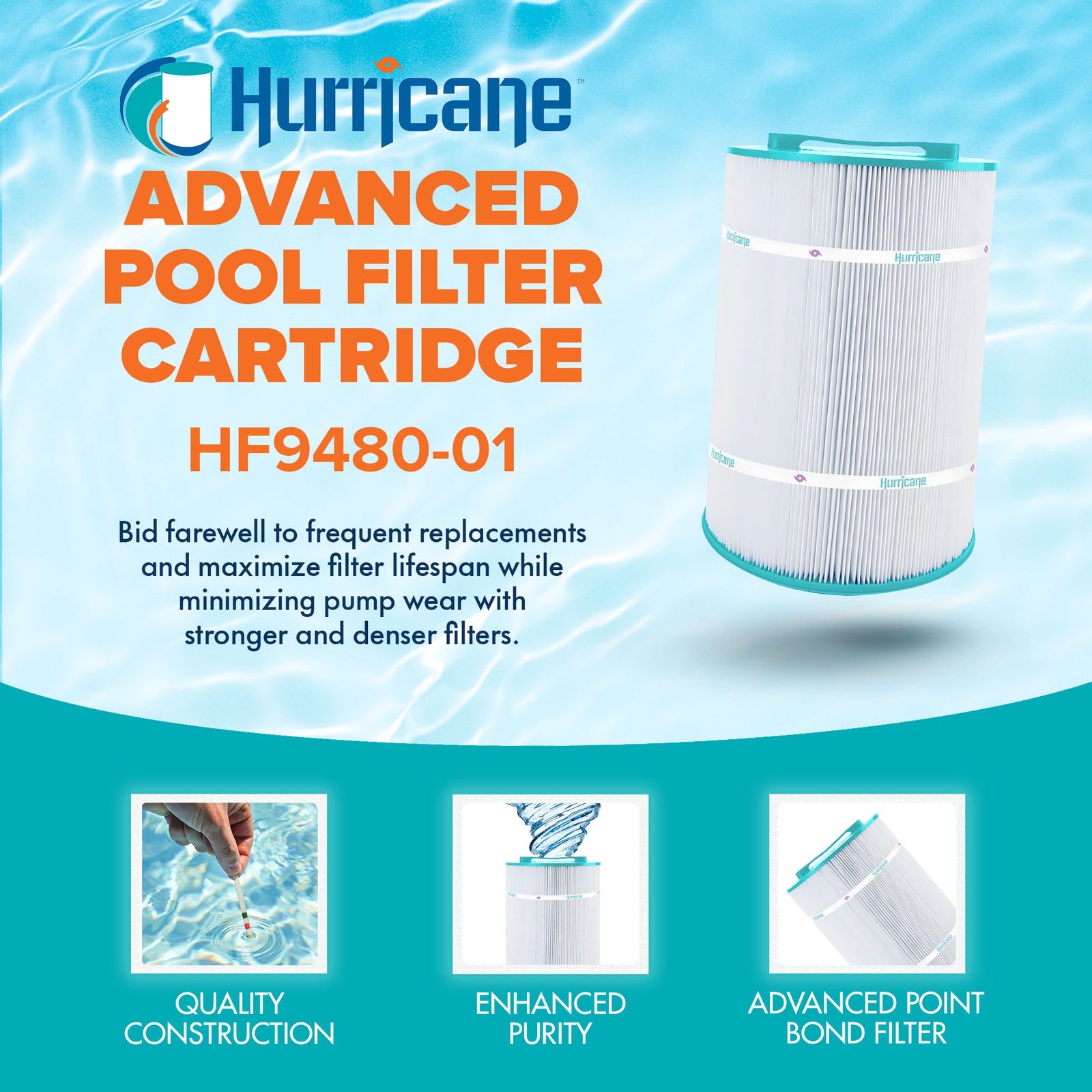 Hurricane Filters HF9480-01 Advanced Pool and Spa Cartridge Filter Replacement - VMInnovations