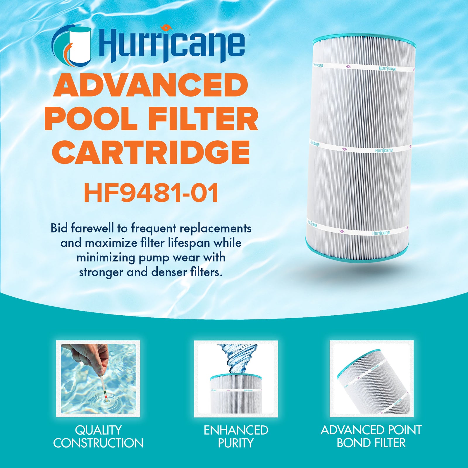 Hurricane Filters HF9481-01 Advanced Pool and Spa Cartridge Filter Replacement - VMInnovations