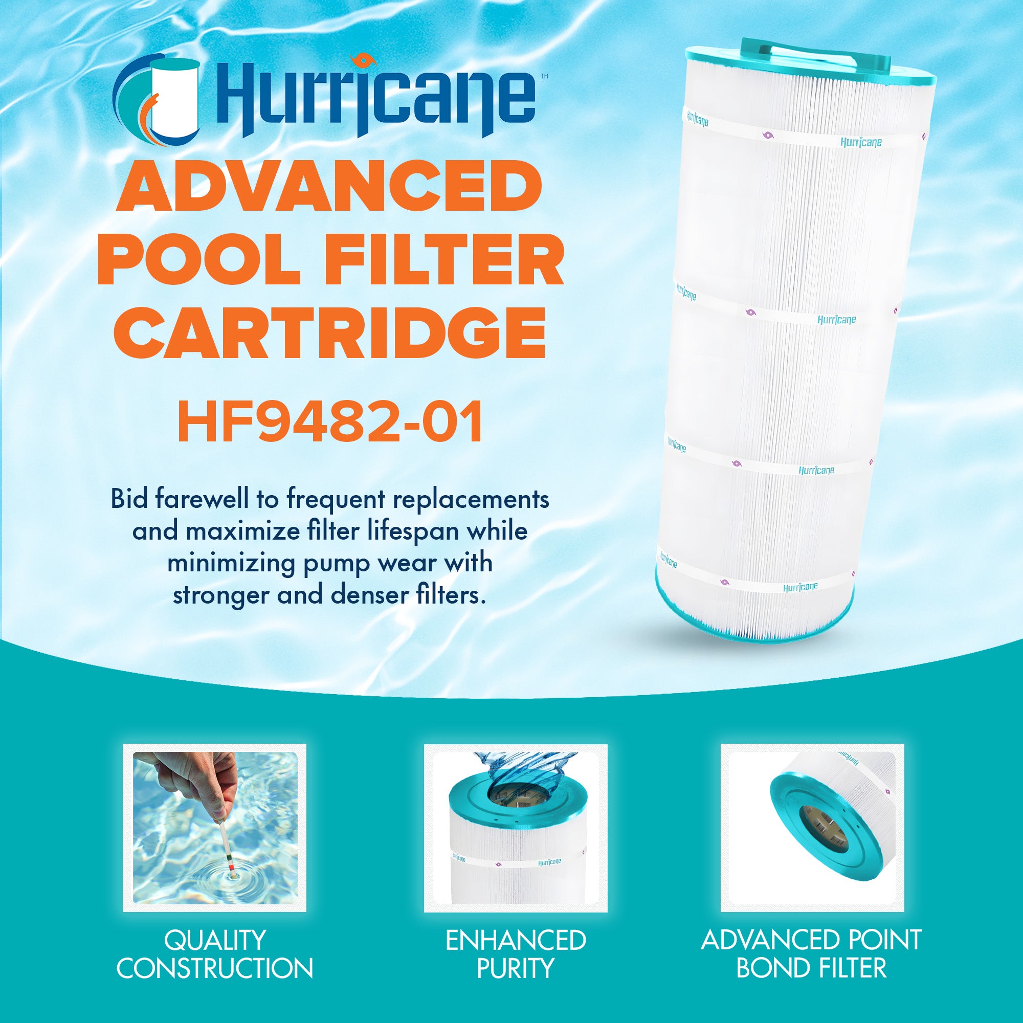Hurricane Filters Advanced Pool and Spa Cartridge Filter Replacement (Open Box) - VMInnovations