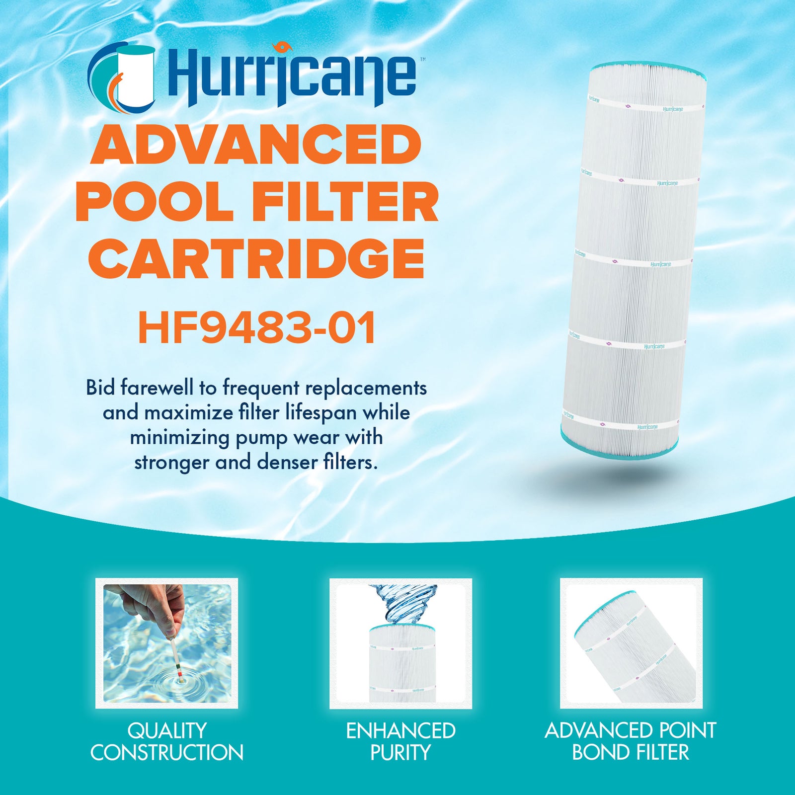 Hurricane Filters HF9483-01 Advanced Pool and Spa Cartridge Filter Replacement - VMInnovations