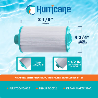 Hurricane Filters HFPDM25-01 Advanced Pool and Spa Cartridge Filter Replacement - VMInnovations