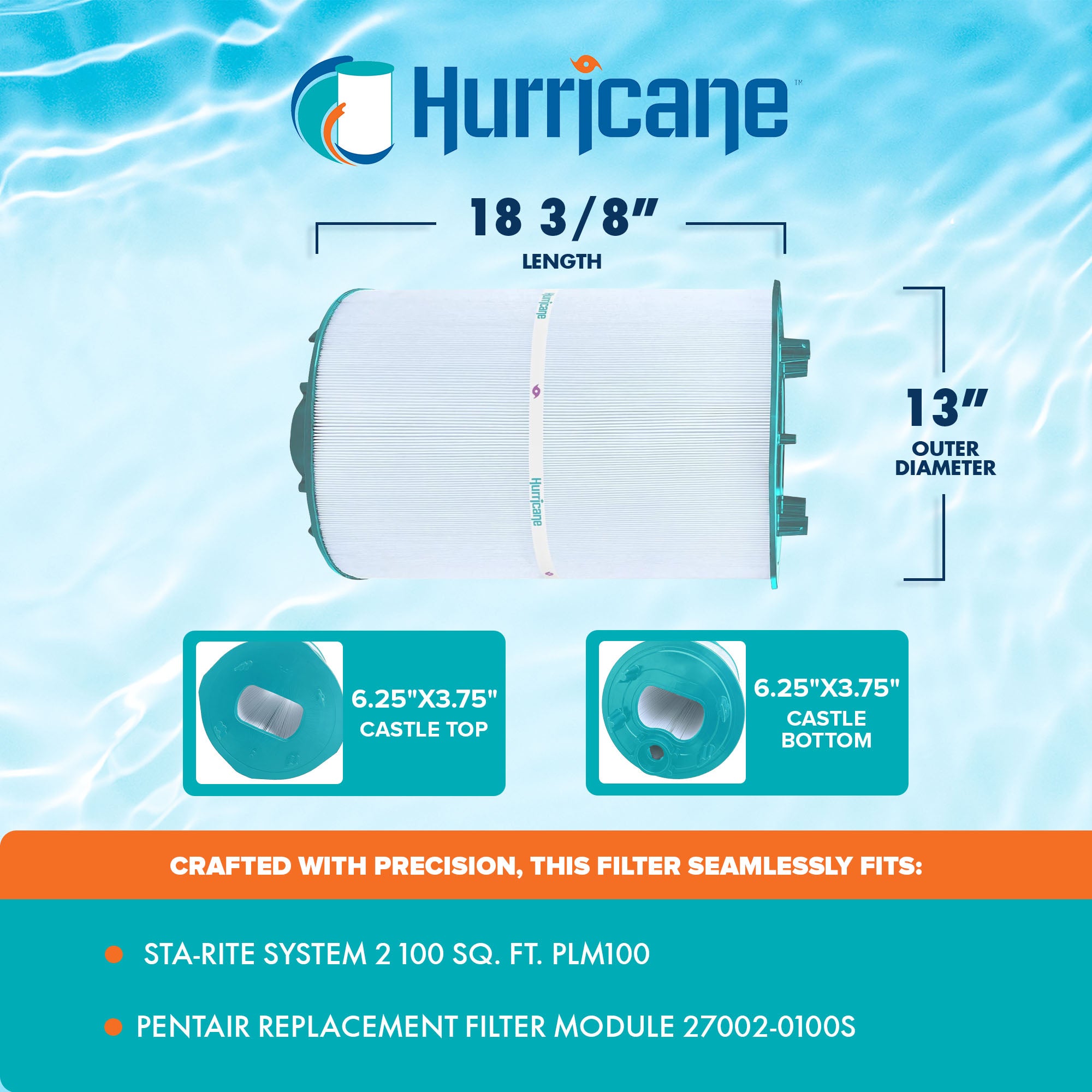 Hurricane Filters HF-STR2-100-01 Advanced Pool, Spa Cartridge Filter Replacement - VMInnovations