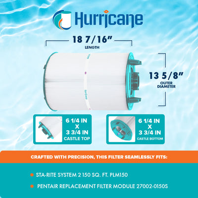 Hurricane Filters HF-STR2-150-01 Advanced Pool, Spa Cartridge Filter Replacement