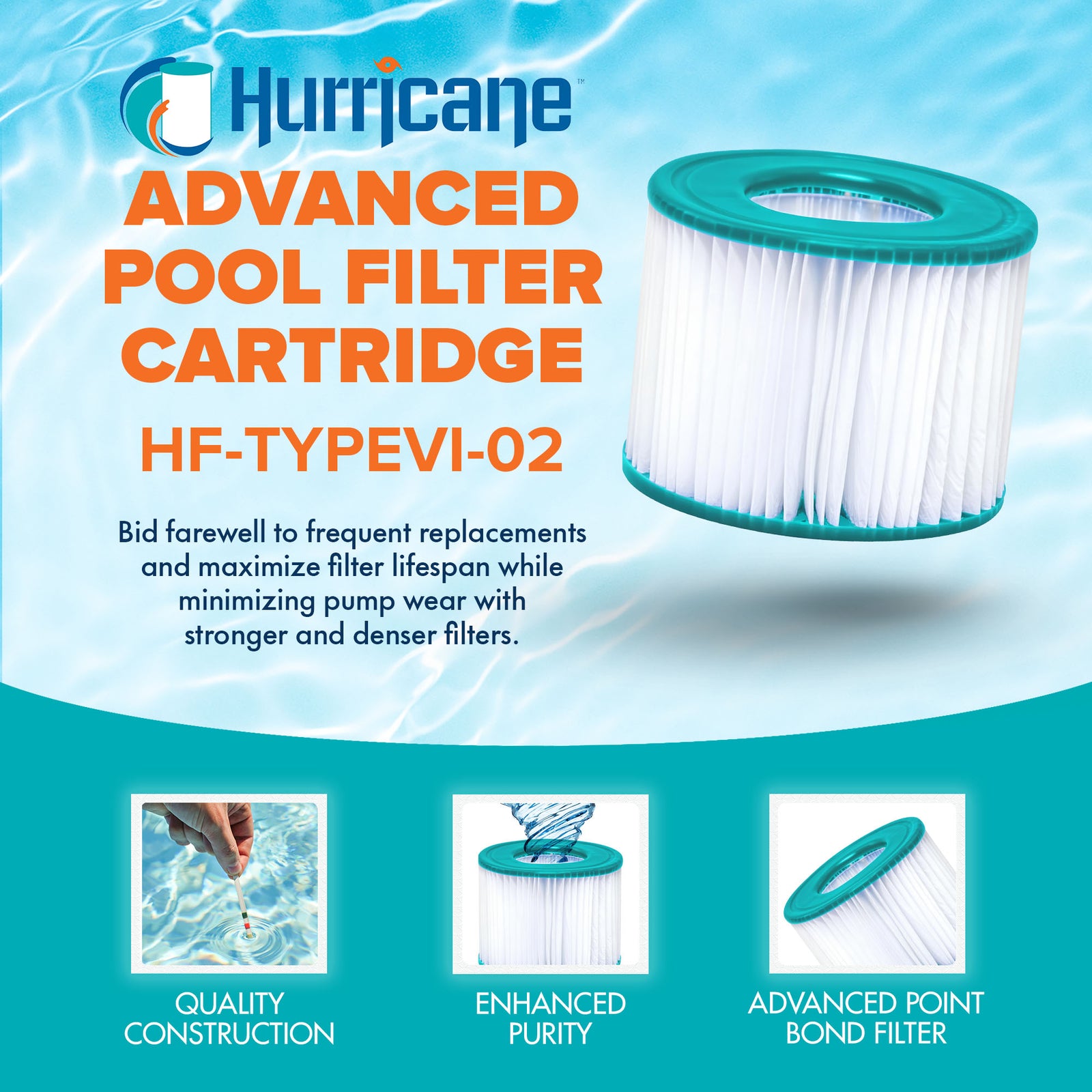 Hurricane Filters HF-TYPEVI-02 Advanced Pool, Spa Filter Replacement, (2 Pack) - VMInnovations