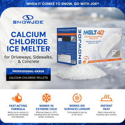 Snow Joe Ice Melt Calcium Chloride Blend, 40 lb (Packaging May Vary), AZ-40-CPP - VMInnovations