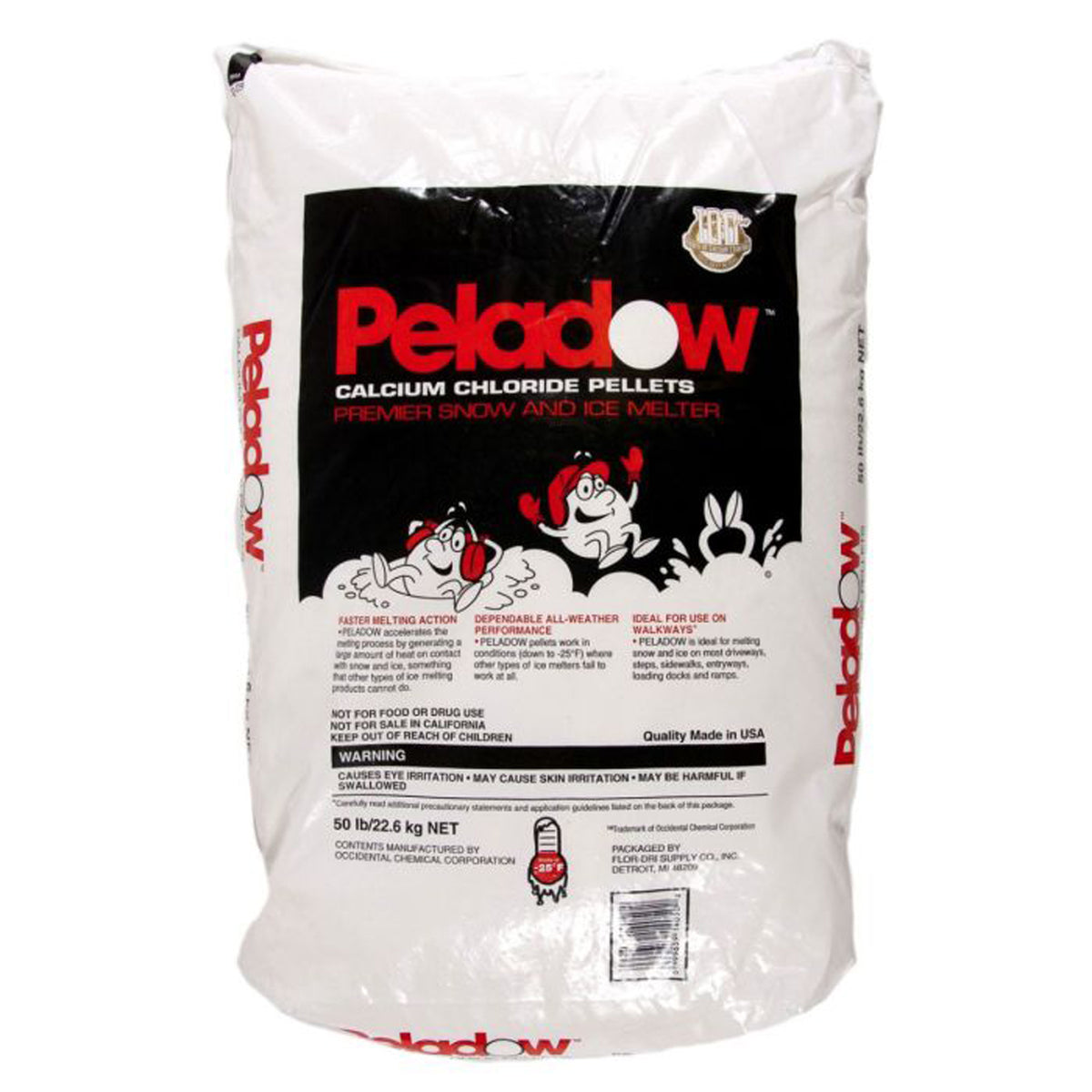 Peladow Ice Melt Calcium Chloride, Melts Ice to -25 Degrees Fahrenheit, 50 Lb, PD50