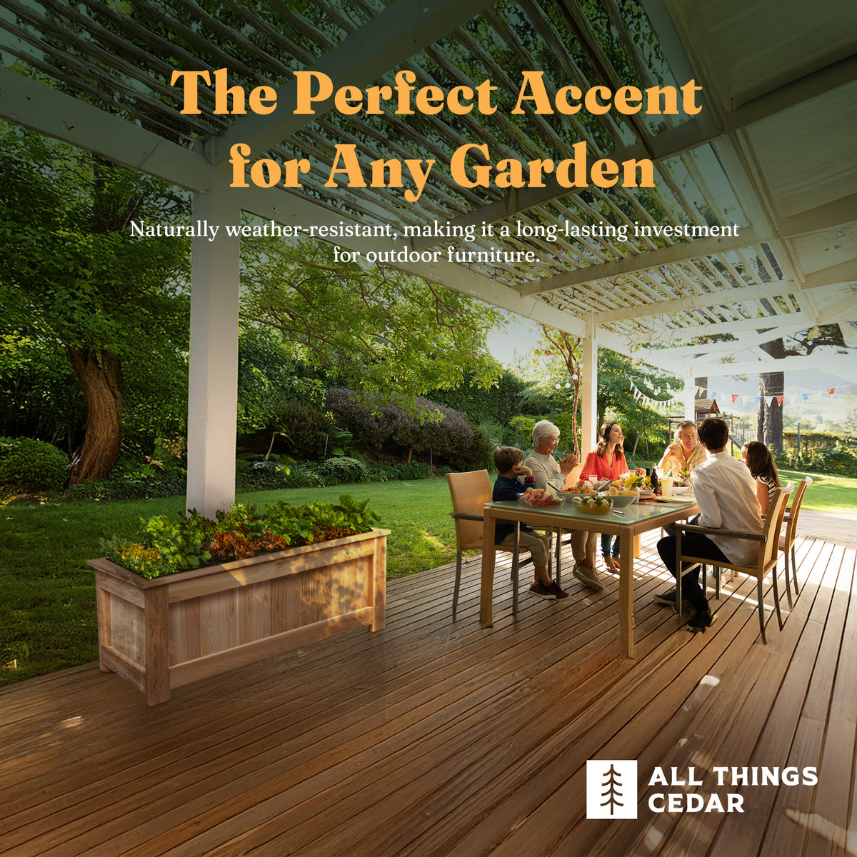 All Things Cedar 4 Foot Cedar Box Planter, Elevated Outdoor Garden Bed, Natural (Open Box)