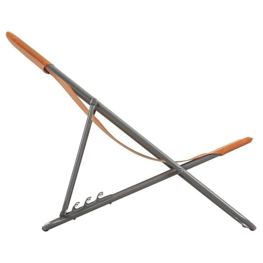 Lafuma Maxi Transat Colorblock Foldable Reclining Sling Deck Chair, Clementine