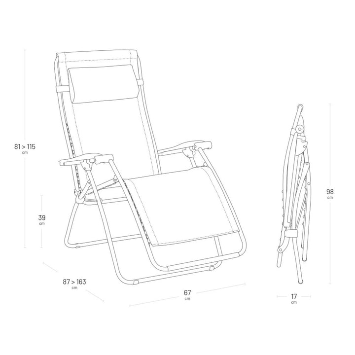 Lafuma Zen Edition Adjustable Relaxation Chair, Multi-Position Armchair, Seigle