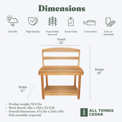 All Things Cedar Deluxe Potting Bench, Outdoor Garden & Plant Workstation Table - VMInnovations