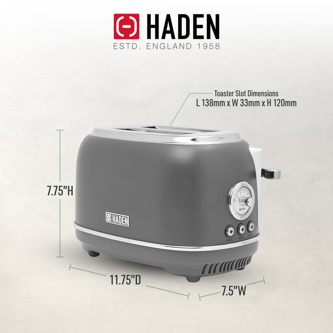 Haden Chelsea Stainless Steel 2 Slice Toaster, Extra Wide Slots  (Open Box)