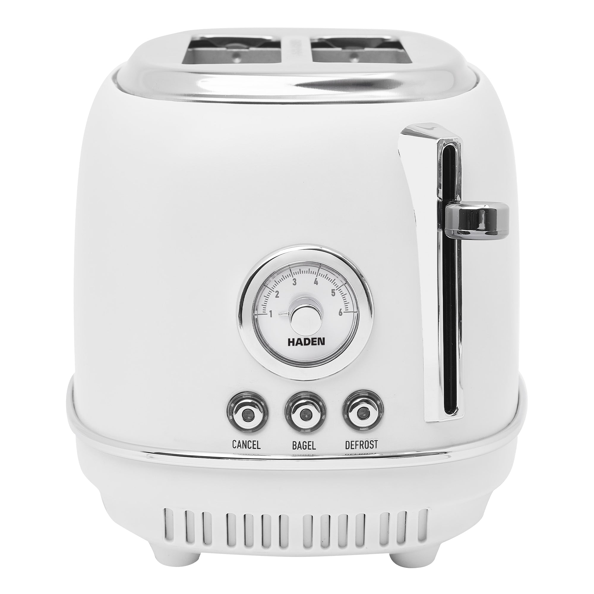 Haden Chelsea Stainless Steel 2 Slice Toaster, Extra Wide Slots, Ivory & Chrome - VMInnovations
