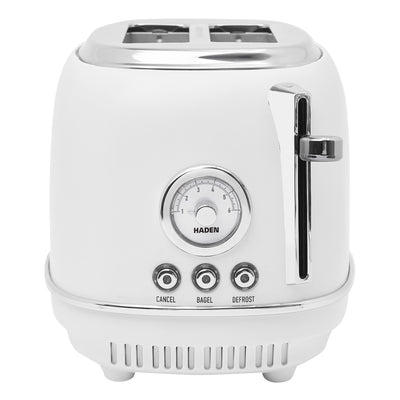 Haden Chelsea Stainless Steel 2 Slice Toaster, Extra Wide Slots, Ivory & Chrome - VMInnovations