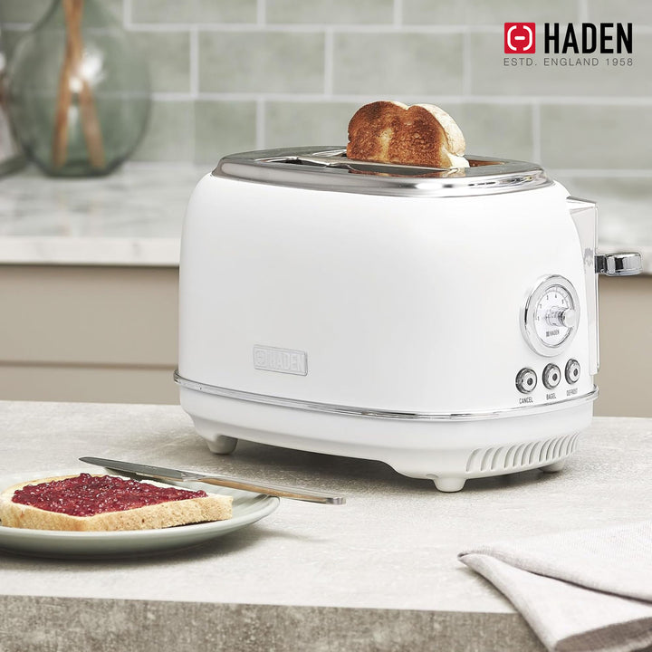 Haden Chelsea Stainless Steel 2 Slice Toaster, Extra Wide Slots, Ivory(Open Box)