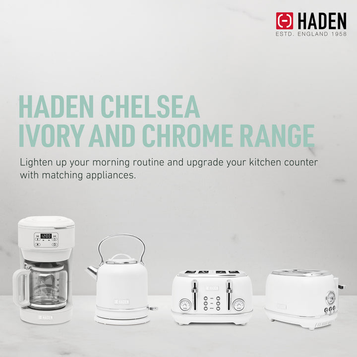 Haden Chelsea Stainless Steel 2 Slice Toaster, Extra Wide Slots, Ivory(Open Box)