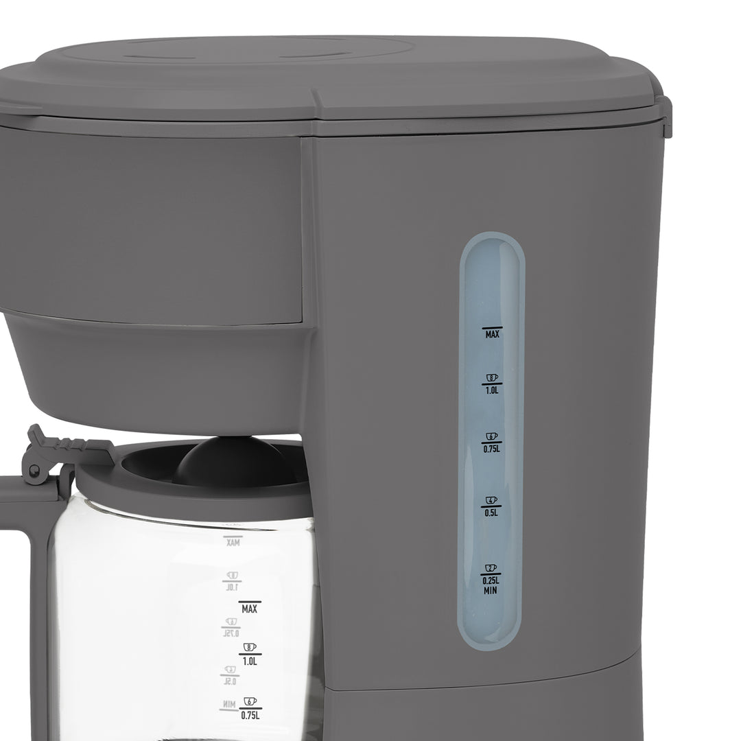 Haden Chelsea 10 Cup Digital Drip Coffee Maker with Glass Carafe, Grey & Chrome