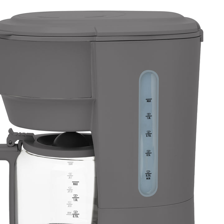 Haden Chelsea 10 Cup Digital Drip Coffee Maker with Glass Carafe, Grey & Chrome