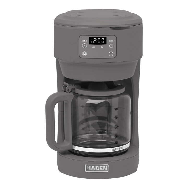 Haden 10 Cup Digital Drip Coffee Maker w/Glass Carafe, Grey & Chrome (Open Box)