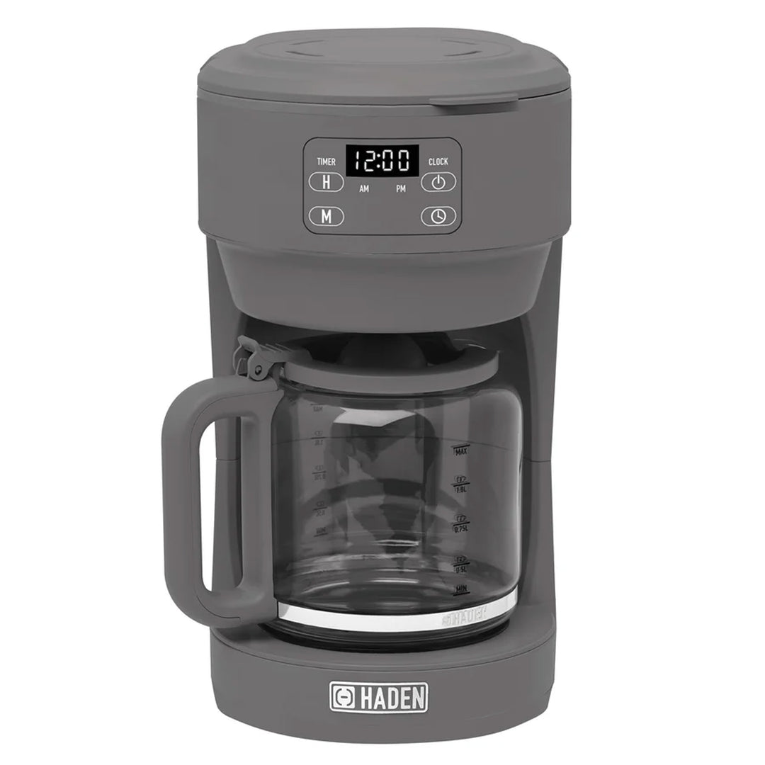 Haden Chelsea 10 Cup Digital Drip Coffee Maker with Glass Carafe, Grey & Chrome