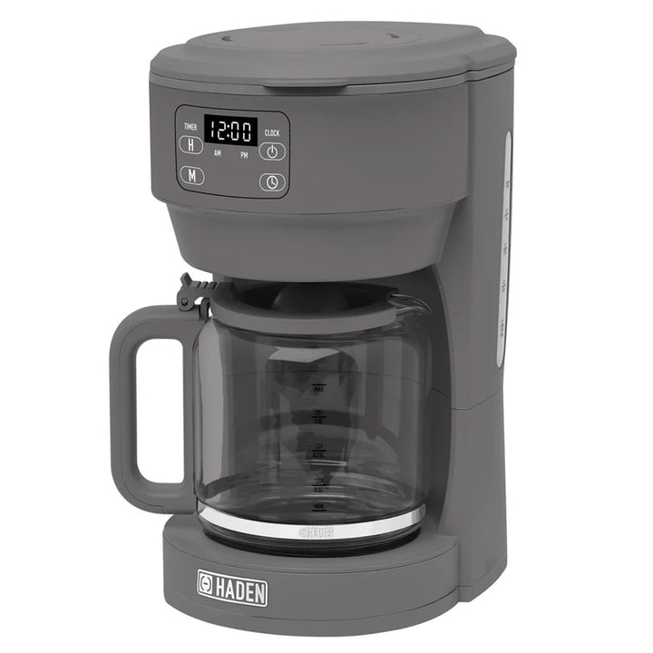 Haden Chelsea 10 Cup Digital Drip Coffee Maker with Glass Carafe, Grey & Chrome