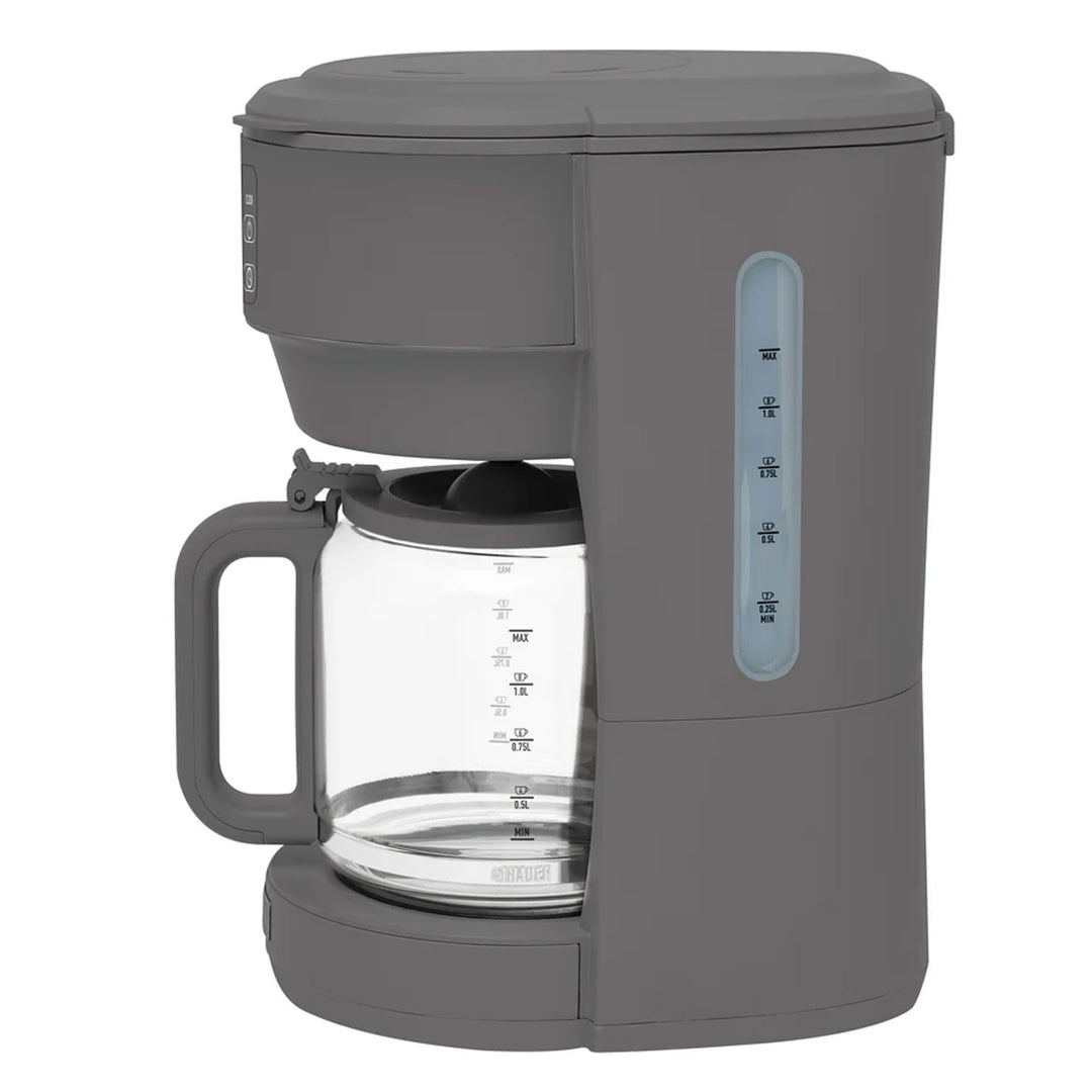 Haden Chelsea 10 Cup Digital Drip Coffee Maker with Glass Carafe, Grey & Chrome